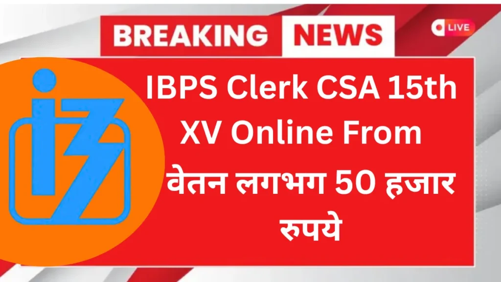 IBPS Clerk CSA 15th XV Online Form 2025 (10277 Post)