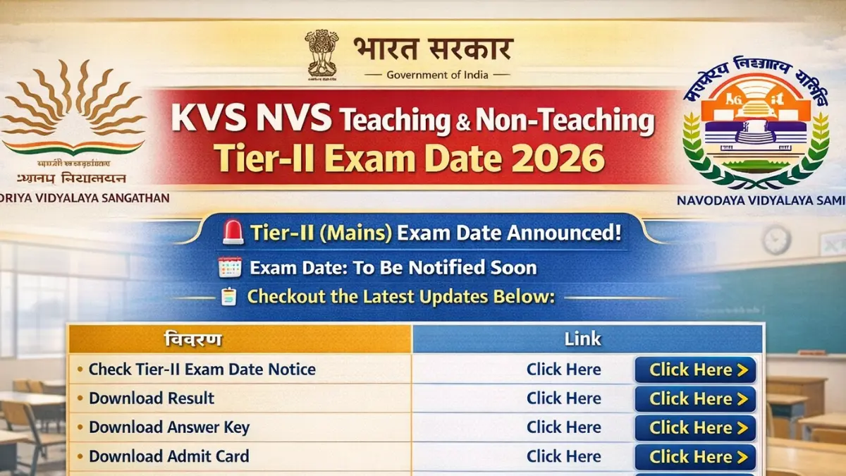 KVS NVS Teaching & Non-Teaching Tier-II Exam Date 2026