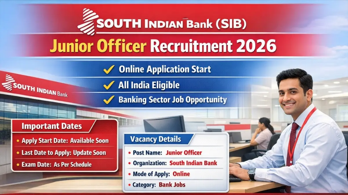 South Indian Bank Junior Officer Online Form 2026